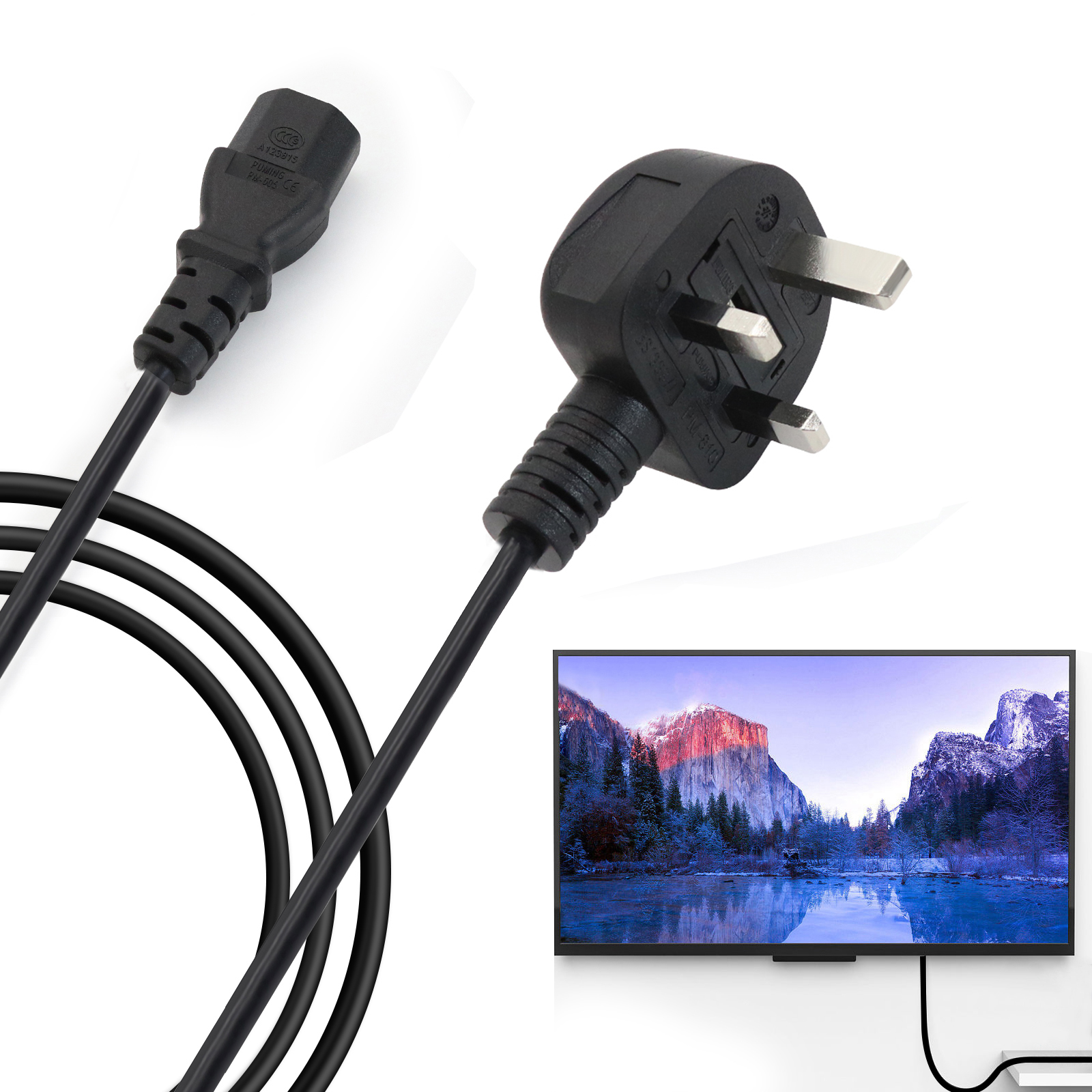 1.2 Meters AC Power Supply Cord Cable for PC Desktop Monitor Computer