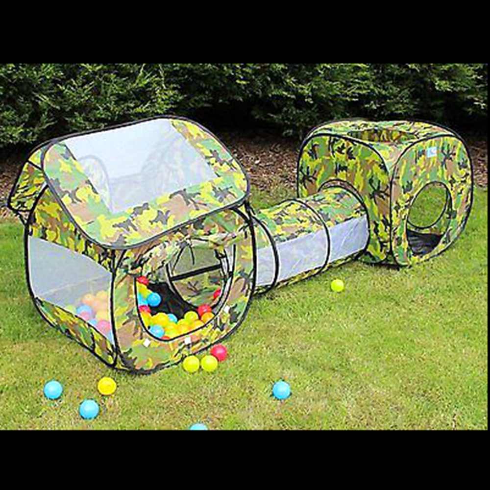 3 PIECE ARMY CAMOUFLAGE KIDS ADVENTURE PLAY TENT HOUSE TUBE TUNNEL CAMP Kj 